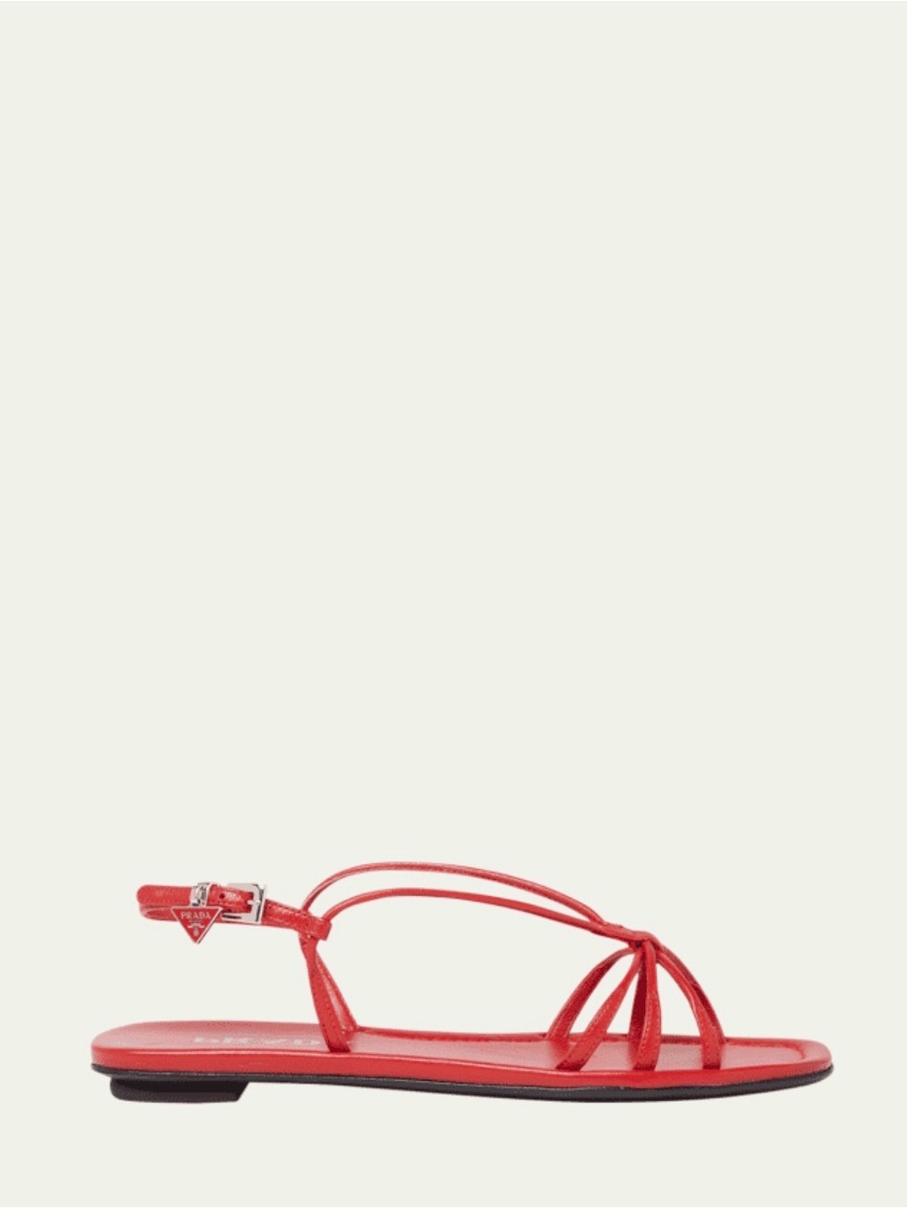 Prada Red Strappy Slingback Flat Sandals